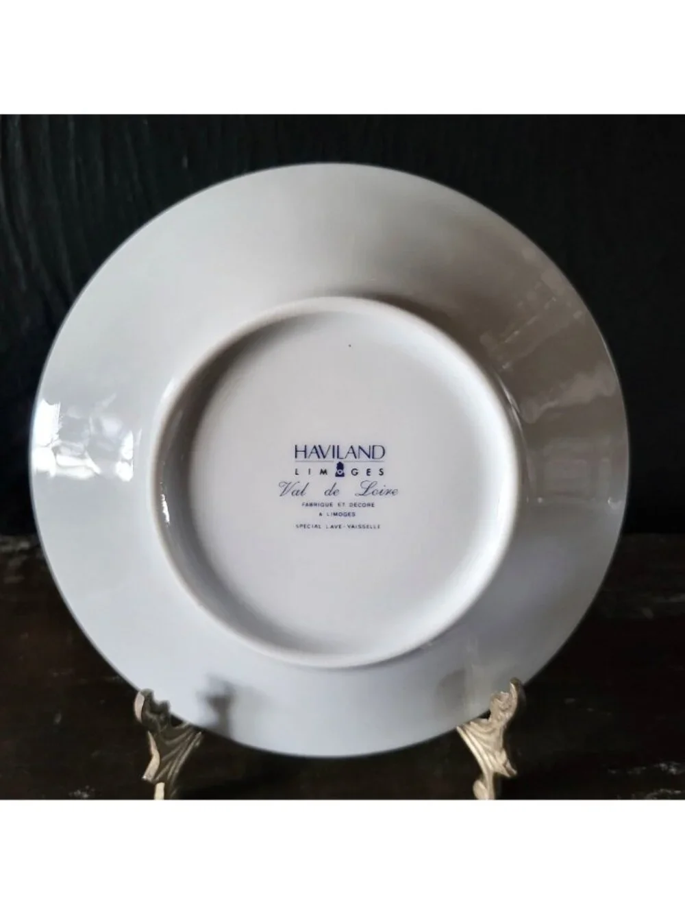 Haviland Limoges Val De Loire Blue Band Cornflower Pattern Flat Cup & Saucer Set